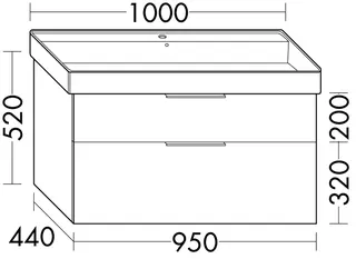 sanibel-Waschtisch-Unterbau 2.0 FLEX WXBF095 950mm breit Schubl/Auszug Basaltgrau – Bild 2