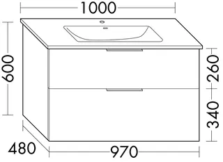 sanibel-Waschtisch-Unterbau 2.0 FLEX WYAI097 970mm breit Schubl/Auszug Eiche Rost – Bild 2