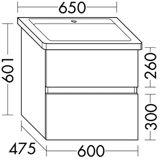 sanibel-Waschtisch-Unterbau FLEX PLUS WYAN060 600mm breit Schubl/Auszug Eiche Cashmere – Bild 2
