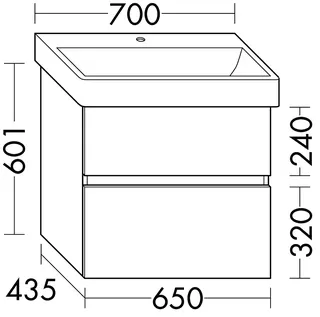 sanibel-Waschtisch-Unterbau FLEX PLUS WYBF065 650mm breit Schubl/Auszug Eiche Cashmere – Bild 2
