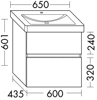 sanibel-Waschtisch-Unterbau FLEX PLUS WYBM060 600mm breit Schubl/Auszug Basaltgrau – Bild 2