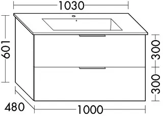 sanibel-Waschtisch-Unterbau 2.0 FLEX WVLB100 1000mm breit Schubl/Auszug Basaltgrau – Bild 2