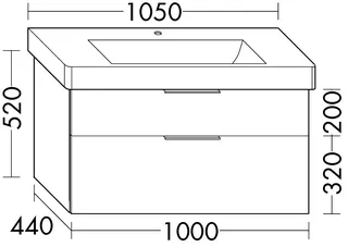 sanibel-Waschtisch-Unterbau 2.0 FLEX WVLL100 1000mm breit Schubl/Auszug Basaltgrau – Bild 2