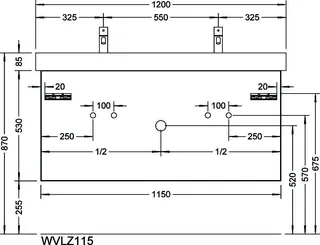 sanibel-Waschtisch-Unterbau 2.0 FLEX WVLZ115 1150mm breit Schubl/Auszug Basaltgrau – Bild 3