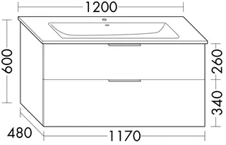 sanibel-Waschtisch-Unterbau 2.0 FLEX WYAI117 1170mm breit Schubl/Auszug Weiß Matt – Bild 2