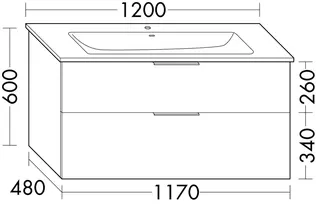 sanibel-Waschtisch-Unterbau 2.0 FLEX WYAI117 1170mm breit Schubl/Auszug Eiche Rost – Bild 2