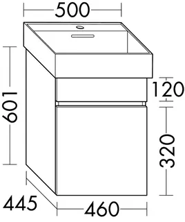 sanibel-Waschtisch-Unterbau FLEX PLUS WYBA046 460mm breit 1 Auszug Weiß Matt Lack – Bild 2