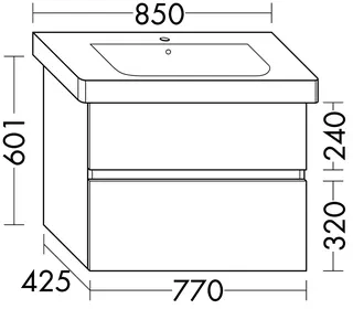 sanibel-Waschtisch-Unterbau FLEX PLUS WYAM077 770mm breit Schubl/Auszug Basaltgrau – Bild 2