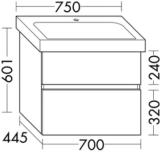 sanibel-Waschtisch-Unterbau FLEX PLUS WYAQ070 700mm breit Schubl/Auszug Weiß Matt – Bild 2