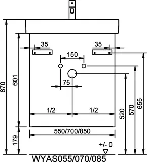 sanibel-Waschtisch-Unterbau FLEX PLUS WYAS070 700mm breit Schubl/Auszug Basaltgrau – Bild 3