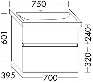 sanibel-Waschtisch-Unterbau FLEX PLUS WYAV070 700mm breit Schubl/Auszug Weiß Matt – Bild 2