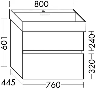sanibel-Waschtisch-Unterbau FLEX PLUS WYBB076 760mm breit Schubl/Auszug Basaltgrau – Bild 2