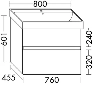 sanibel-Waschtisch-Unterbau FLEX PLUS WYBJ076 760mm breit Schubl/Auszug Weiß Matt – Bild 2