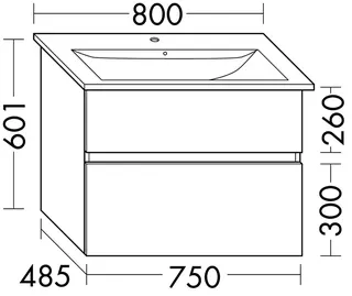sanibel-Waschtisch-Unterbau FLEX PLUS WYBO075 750mm breit Schubl/Auszug Anthrazit Lack – Bild 2
