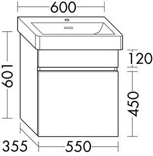 sanibel-Waschtisch-Unterbau FLEX PLUS WYBE055 550mm breit Schubl/Auszug Anthrazit Lack – Bild 2