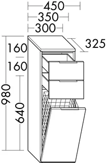 sanibel-Mittelschrank 2.0 FLEX UHIK035 350x980mm Basaltgrau – Bild 2