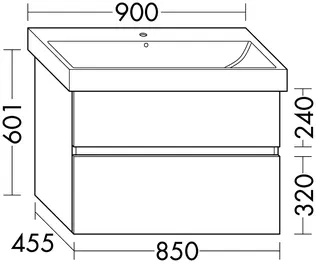 sanibel-Waschtisch-Unterbau FLEX PLUS WYAS085 850mm breit Schubl/Auszug Weiß Matt – Bild 2