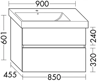 sanibel-Waschtisch-Unterbau FLEX PLUS WYAT085L 850mm breit Schubl/Auszug Basaltgrau – Bild 2