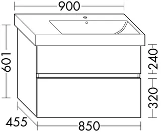 sanibel-Waschtisch-Unterbau FLEX PLUS WYAT085R 850mm breit Schubl/Auszug Eiche Cashmere – Bild 2