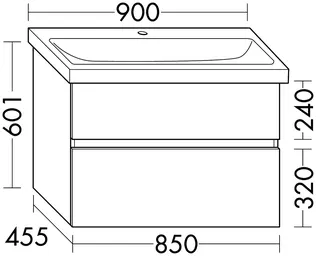sanibel-Waschtisch-Unterbau FLEX PLUS WYAW085 850mm breit Schubl/Auszug Eiche Cashmere – Bild 2