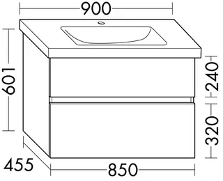 sanibel-Waschtisch-Unterbau FLEX PLUS WYAX085 850mm breit Schubl/Auszug Weiß Glänzend – Bild 2