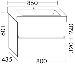 sanibel-Waschtisch-Unterbau FLEX PLUS WYBF080 800mm breit Schubl/Auszug Basaltgrau – Bild 2