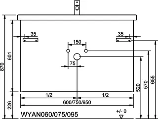 sanibel-Waschtisch-Unterbau FLEX PLUS WYAN095 950mm breit Schubl/Auszug Basaltgrau – Bild 3
