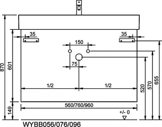 sanibel-Waschtisch-Unterbau FLEX PLUS WYBB096 960mm breit Schubl/Auszug Basaltgrau – Bild 3
