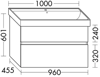 sanibel-Waschtisch-Unterbau FLEX PLUS WYBJ096 960mm breit Schubl/Auszug Weiß Matt – Bild 2