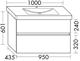 sanibel-Waschtisch-Unterbau FLEX PLUS WYBM095 950mm breit Schubl/Auszug Weiß Matt – Bild 2