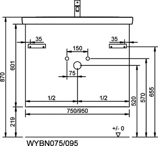 sanibel-Waschtisch-Unterbau FLEX PLUS WYBN095 950mm breit Schubl/Auszug Weiß Glänzend – Bild 3