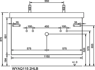 sanibel-Waschtisch-Unterbau FLEX PLUS WYAQ115 1150mm breit Schubl/Auszug Eiche Urban – Bild 3