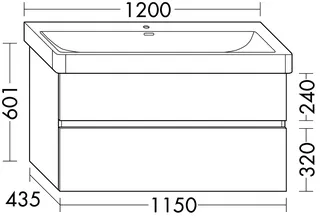 sanibel-Waschtisch-Unterbau FLEX PLUS WYBF115 1000mm breit Schubl/Auszug Weiß Glänzend – Bild 2