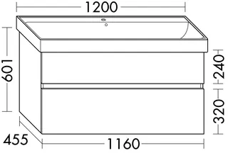 sanibel-Waschtisch-Unterbau FLEX PLUS WYBK116 1160mm breit Schubl/Auszug Weiß Matt – Bild 3