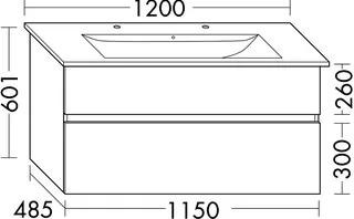sanibel-Waschtisch-Unterbau FLEX PLUS WYBO115 1150mm breit Schubl/Auszug Weiß Matt – Bild 2