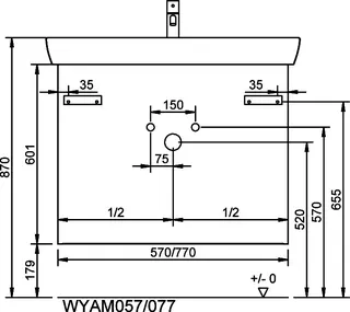 sanibel-Waschtisch-Unterbau FLEX PLUS WYAM057 570mm breit Schubl/Auszug Schilf Lack – Bild 3