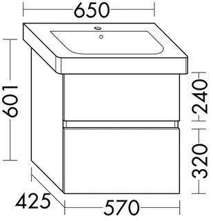 sanibel-Waschtisch-Unterbau FLEX PLUS WYAM057 570mm breit Schubl/Auszug Anthrazit Lack – Bild 2