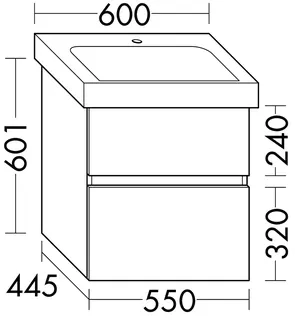 sanibel-Waschtisch-Unterbau FLEX PLUS WYAQ055 550mm breit Schubl/Auszug Weiß Matt Lack – Bild 2