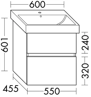 sanibel-Waschtisch-Unterbau FLEX PLUS WYAS055 550mm breit Schubl/Auszug DunkelgrauLack – Bild 2
