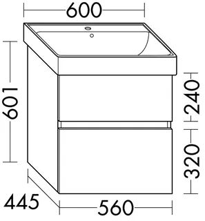 sanibel-Waschtisch-Unterbau FLEX PLUS WYBJ056 560mm breit Schubl/Auszug DunkelgrauLack – Bild 2