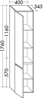 sanibel-Hochschrank FLEX PLUS HSPC040L links 400x1760mm Weiß Matt – Bild 2