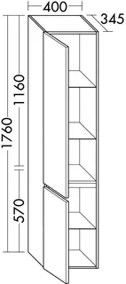 sanibel-Hochschrank FLEX PLUS HSPC040L links 400x1760mm Eiche Cashmere – Bild 2