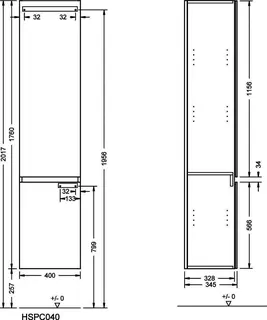 sanibel-Hochschrank FLEX PLUS HSPC040L links 400x1760mm Eiche Cashmere – Bild 3