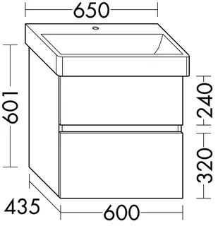 sanibel-Waschtisch-Unterbau FLEX PLUS WYBF060 600mm breit Schubl/Auszug Anthrazit Lack – Bild 2