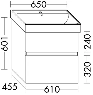 sanibel-Waschtisch-Unterbau FLEX PLUS WYBJ061 610mm breit Schubl/Auszug SalbeigrauLack – Bild 2