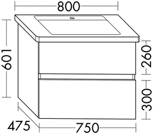 sanibel-Waschtisch-Unterbau FLEX PLUS WYAN075 750mm breit Schubl/Auszug Weiß Matt Lack – Bild 2