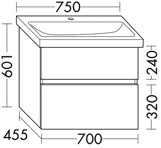 sanibel-Waschtisch-Unterbau FLEX PLUS WYAW070 700mm breit Schubl/Auszug DunkelgrauLack – Bild 2