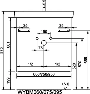 sanibel-Waschtisch-Unterbau FLEX PLUS WYBM075 750mm breit Schubl/Auszug Anthrazit Lack – Bild 3