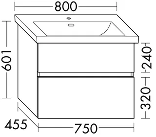 sanibel-Waschtisch-Unterbau FLEX PLUS WYBN075 750mm breit Schubl/Auszug Anthrazit Lack – Bild 2