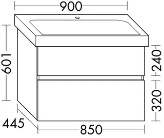 sanibel-Waschtisch-Unterbau FLEX PLUS WYAQ085 850mm breit Schubl/Auszug Weiß Matt Lack – Bild 2